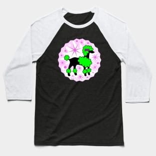 Funny Poodle with Green Hairdo Baseball T-Shirt